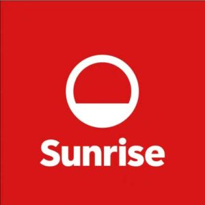 Sunrise Logo. Sunrise ist Digital Signage Partner von Signethics. Sunrise setzt intensiv auf digitale Beschilderung.